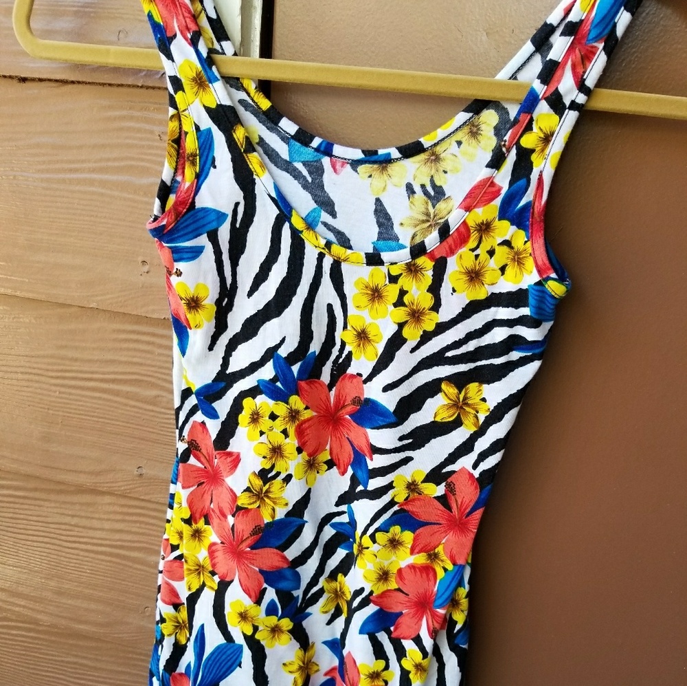 Moody floral dress bodycon model